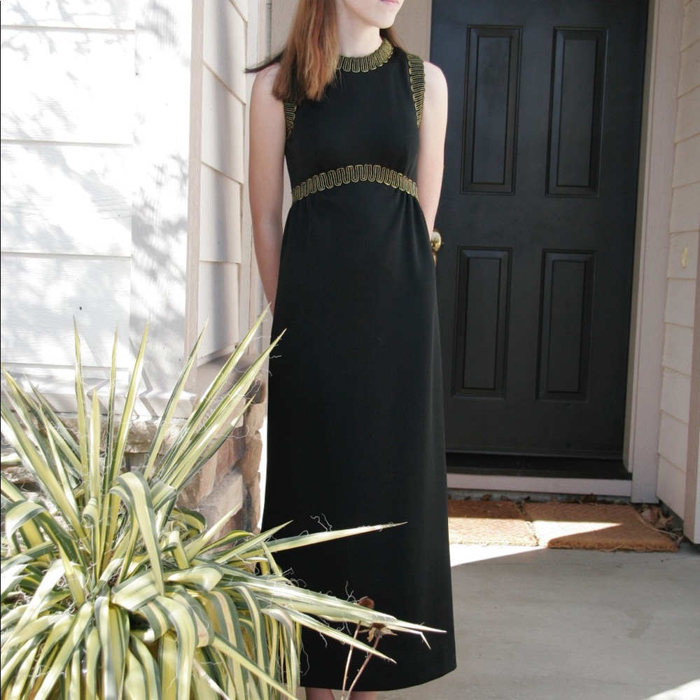 Vintage Leslie Fay maxi cocktail dress black small